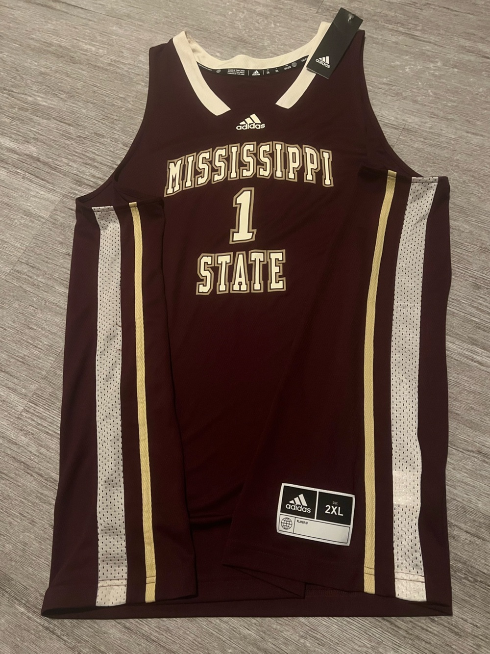 $100 adidas Mississippi State Bulldogs Retro Knit Basketball Jersey shirt team